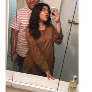 Long Sleeve Suede Dress